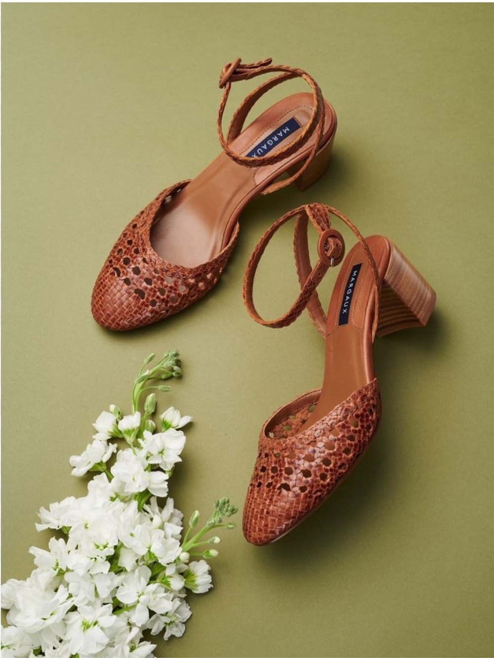 New Margaux Woven Market Heel Saddle Leather Size 11 - Picture 2 of 10